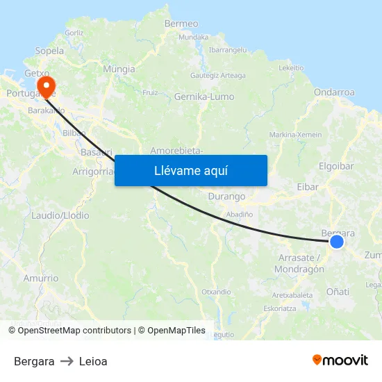Bergara to Leioa map