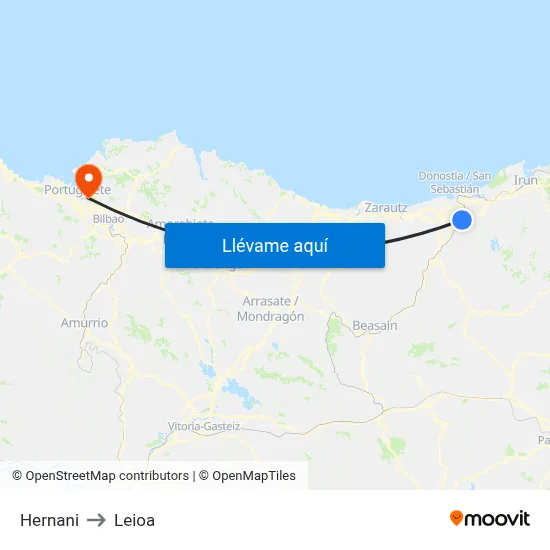 Hernani to Leioa map