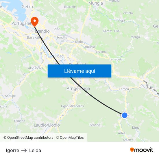 Igorre to Leioa map