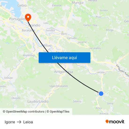 Igorre to Leioa map