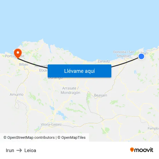 Irun to Leioa map