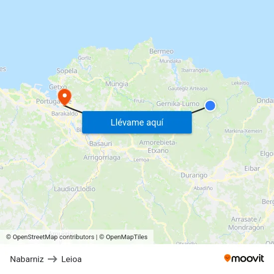 Nabarniz to Leioa map