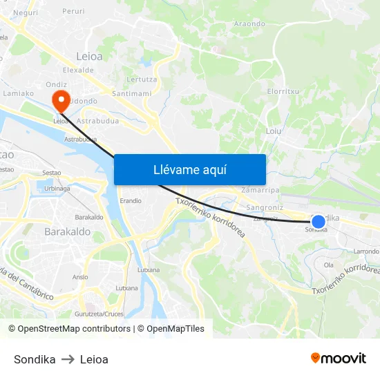 Sondika to Leioa map