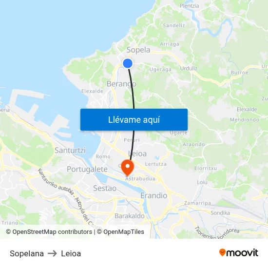 Sopelana to Leioa map