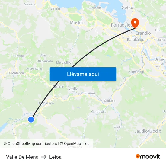 Valle De Mena to Leioa map
