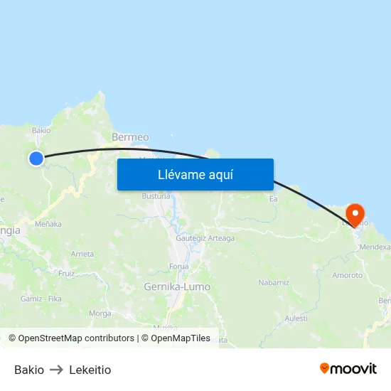 Bakio to Lekeitio map