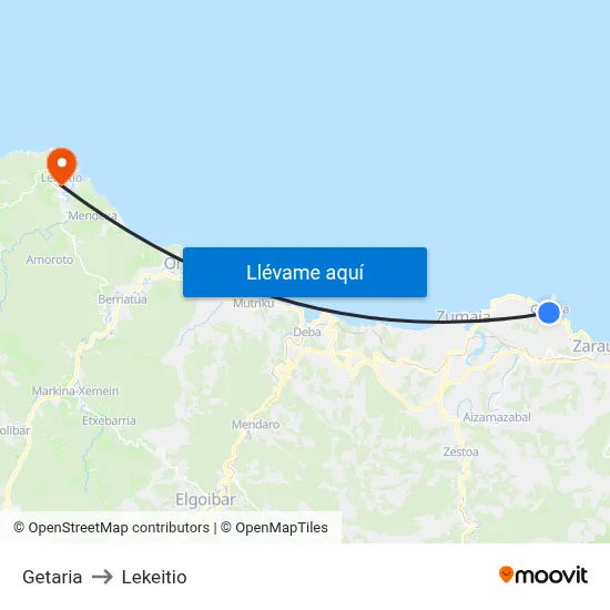 Getaria to Lekeitio map
