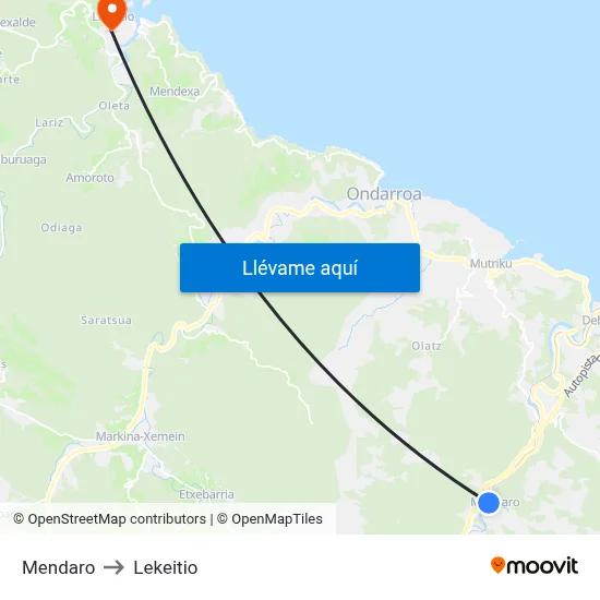 Mendaro to Lekeitio map