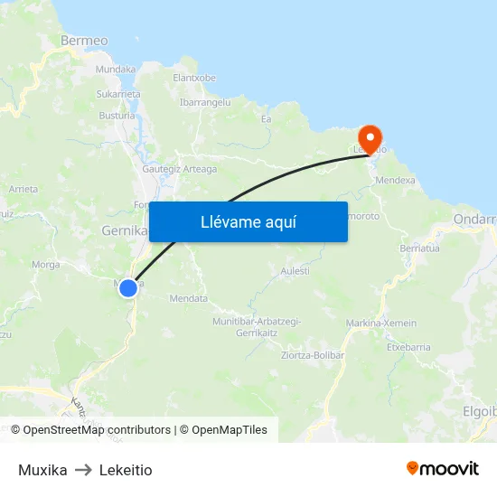Muxika to Lekeitio map