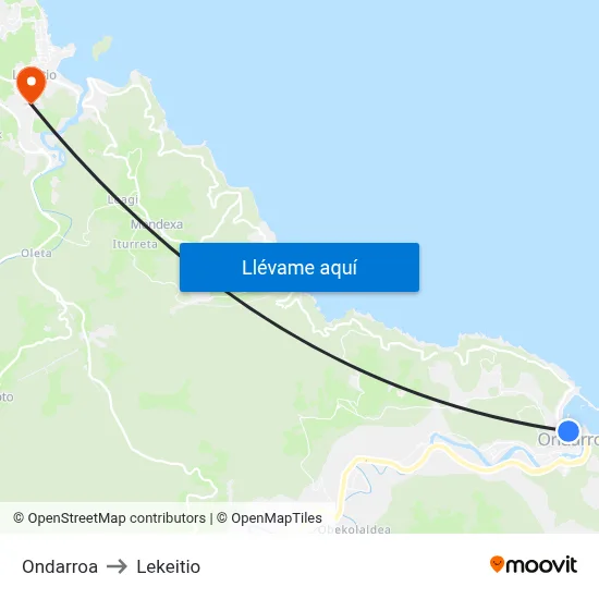 Ondarroa to Lekeitio map