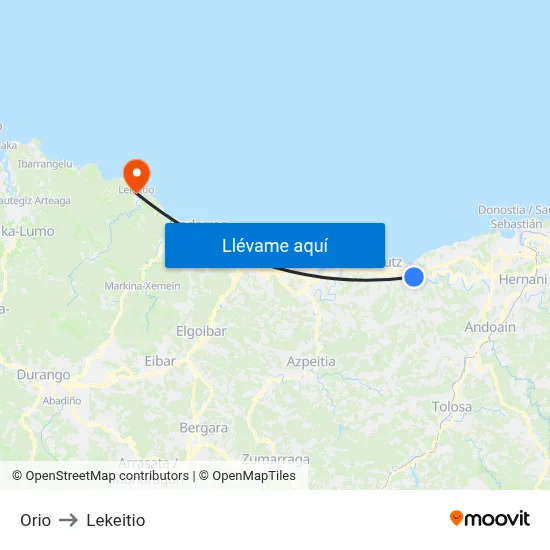 Orio to Lekeitio map