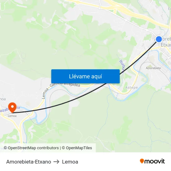 Amorebieta-Etxano to Lemoa map