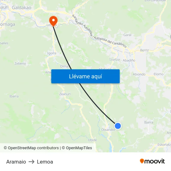 Aramaio to Lemoa map