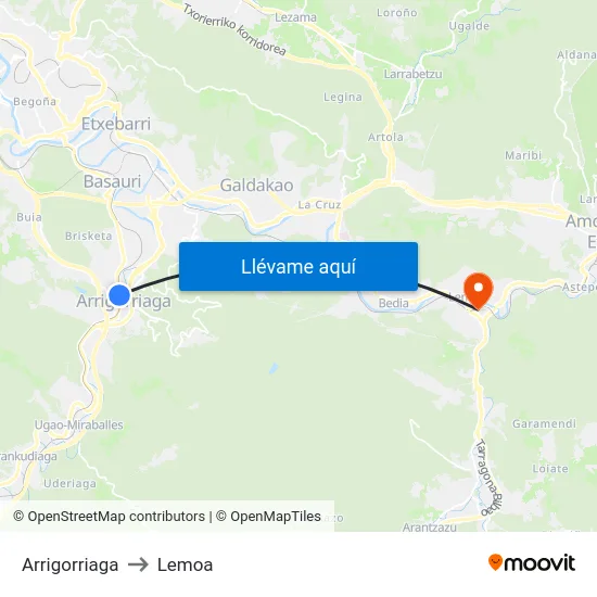 Arrigorriaga to Lemoa map