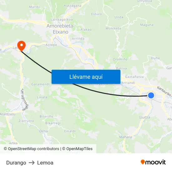 Durango to Lemoa map