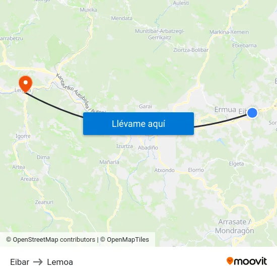 Eibar to Lemoa map
