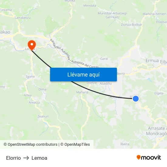 Elorrio to Lemoa map