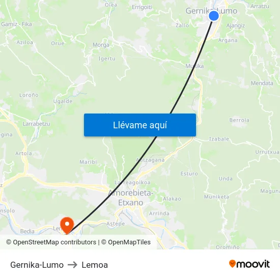 Gernika-Lumo to Lemoa map