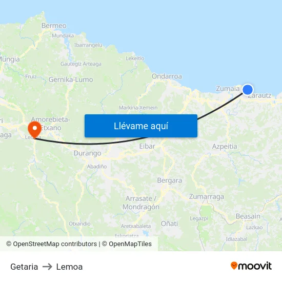 Getaria to Lemoa map