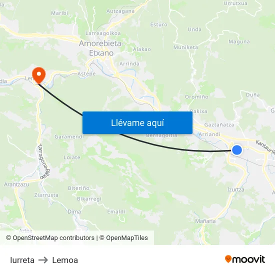 Iurreta to Lemoa map