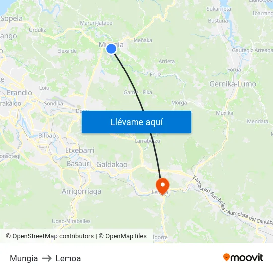 Mungia to Lemoa map