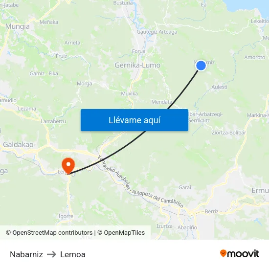 Nabarniz to Lemoa map