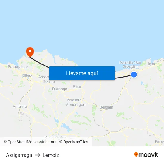 Astigarraga to Lemoiz map