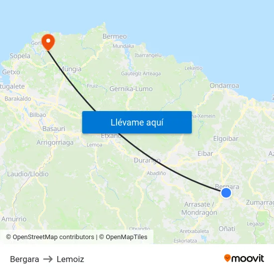 Bergara to Lemoiz map