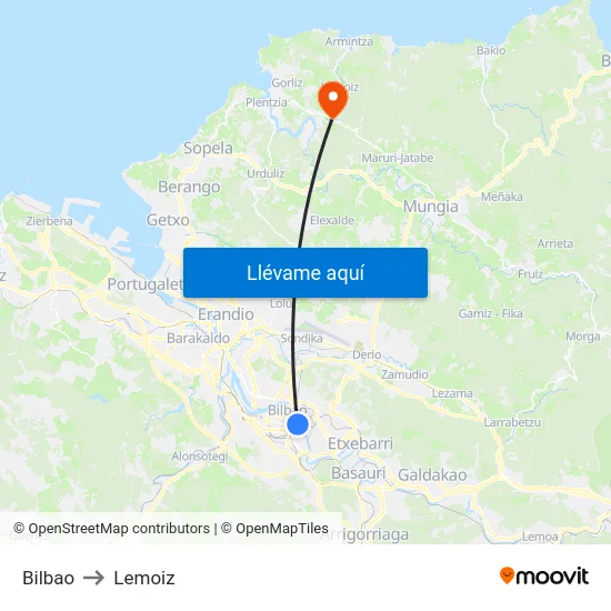 Bilbao to Lemoiz map