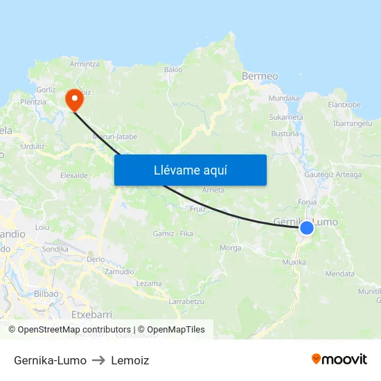 Gernika-Lumo to Lemoiz map