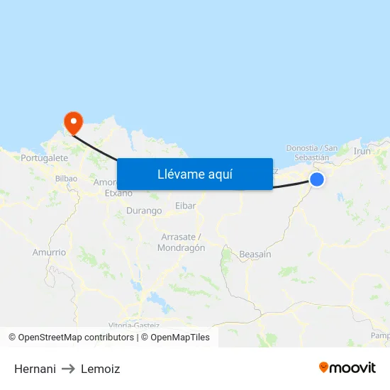 Hernani to Lemoiz map