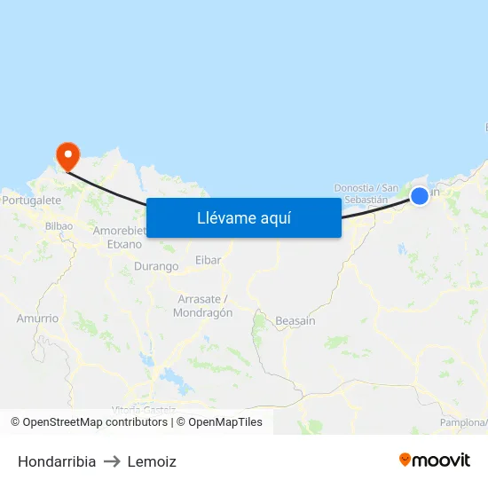 Hondarribia to Lemoiz map