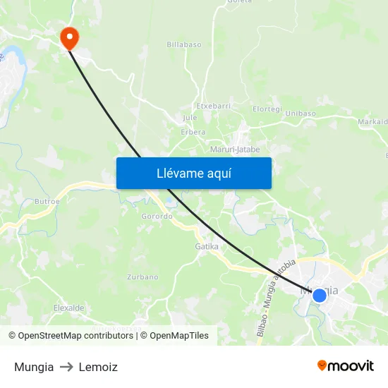 Mungia to Lemoiz map