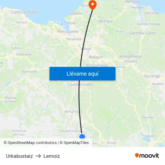 Urkabustaiz to Lemoiz map