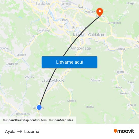 Ayala to Lezama map