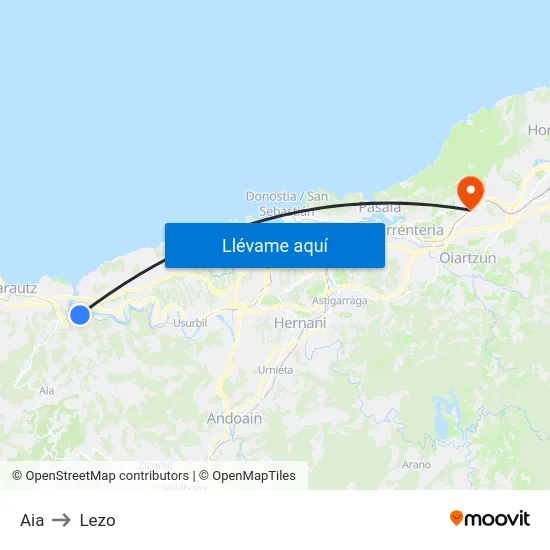 Aia to Lezo map