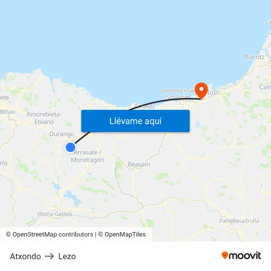 Atxondo to Lezo map