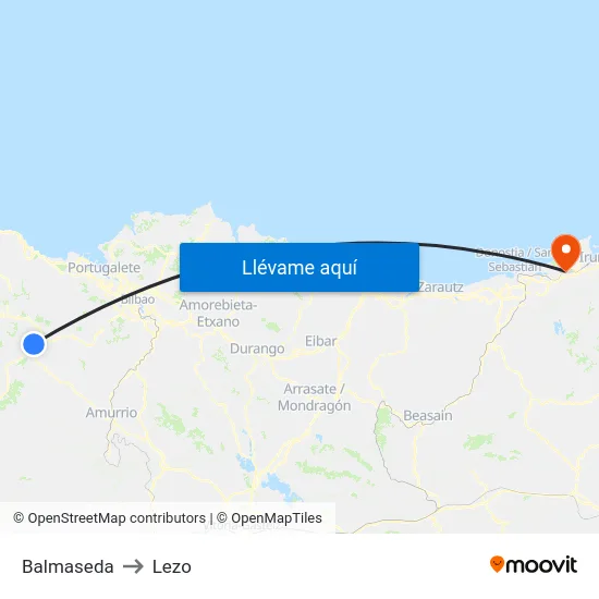 Balmaseda to Lezo map