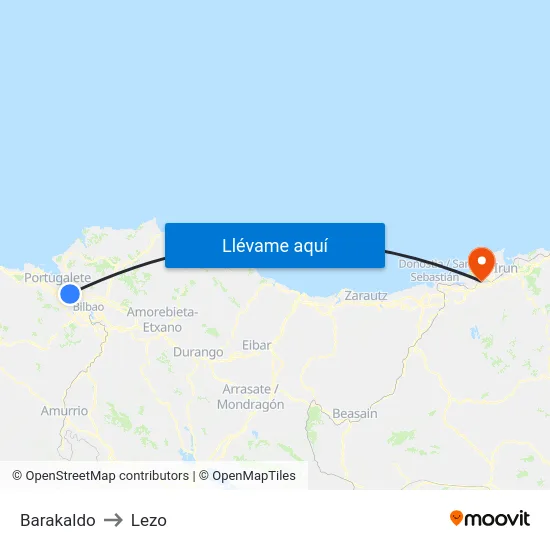Barakaldo to Lezo map