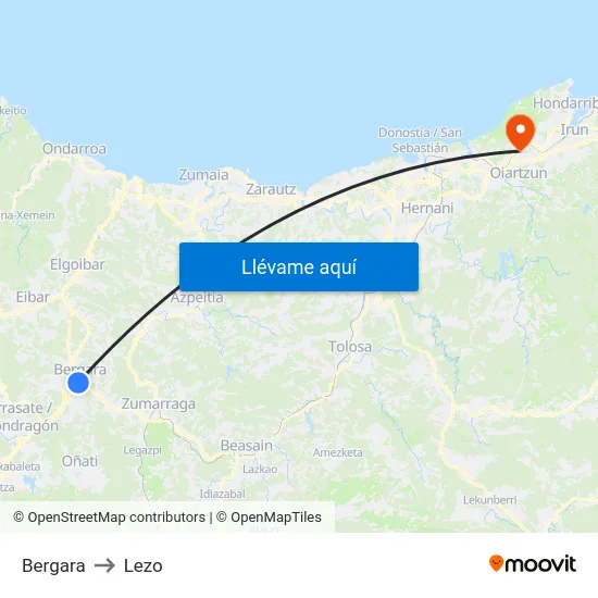 Bergara to Lezo map