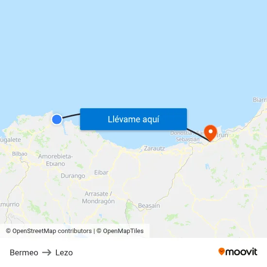 Bermeo to Lezo map