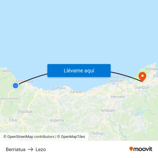 Berriatua to Lezo map