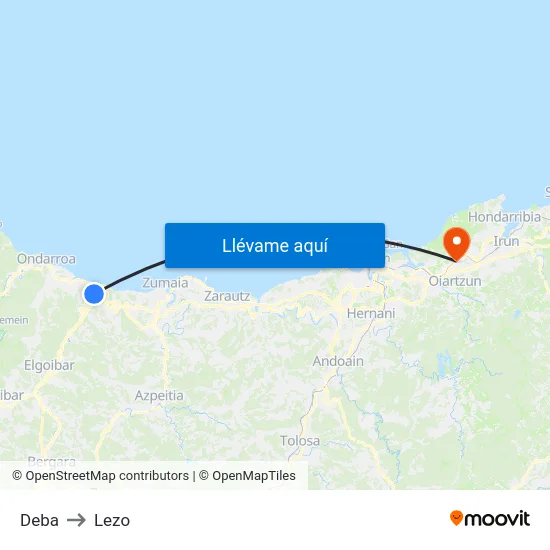 Deba to Lezo map