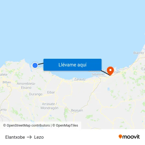Elantxobe to Lezo map
