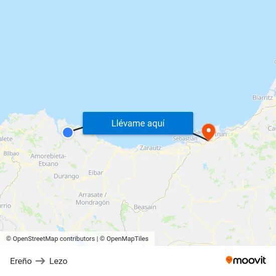 Ereño to Lezo map