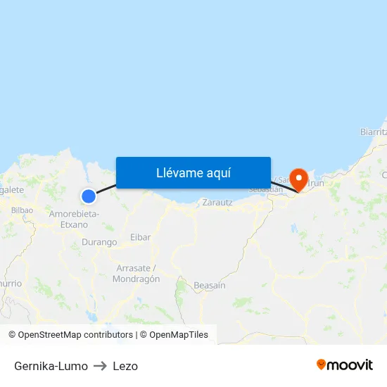 Gernika-Lumo to Lezo map