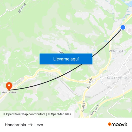 Hondarribia to Lezo map