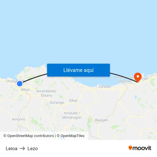 Leioa to Lezo map