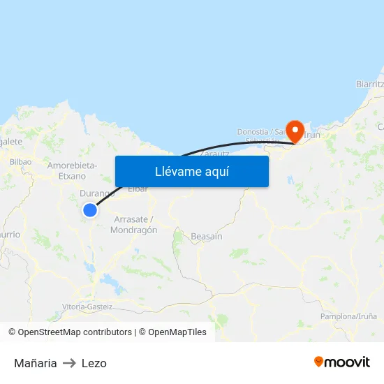 Mañaria to Lezo map