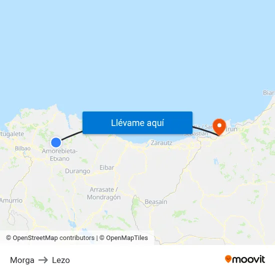 Morga to Lezo map
